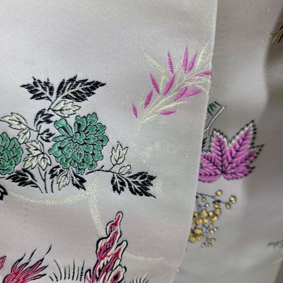 Vtg 60's Womens Dress 2pc Set Asian Satin Sheath‎ Bolero Jacket Gold Floral Sz M - Picture 15 of 17